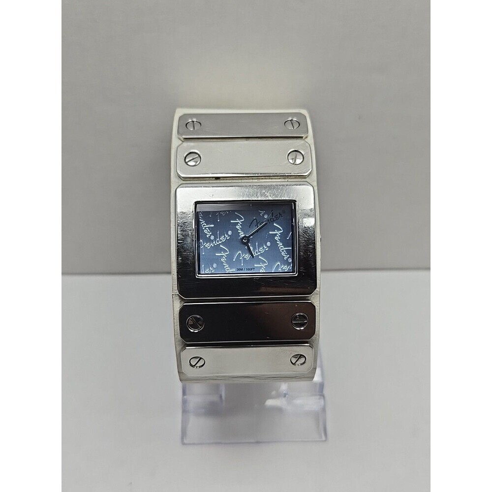 Fender Guitar Leather Cuff Bracelet Watch Rectangle Japan Quartz New Battery